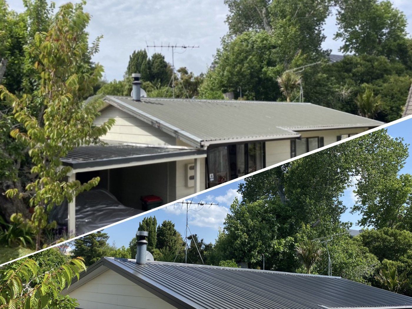 Roof repaint: pale and chalky to charcoal by Living Colour, Auckland